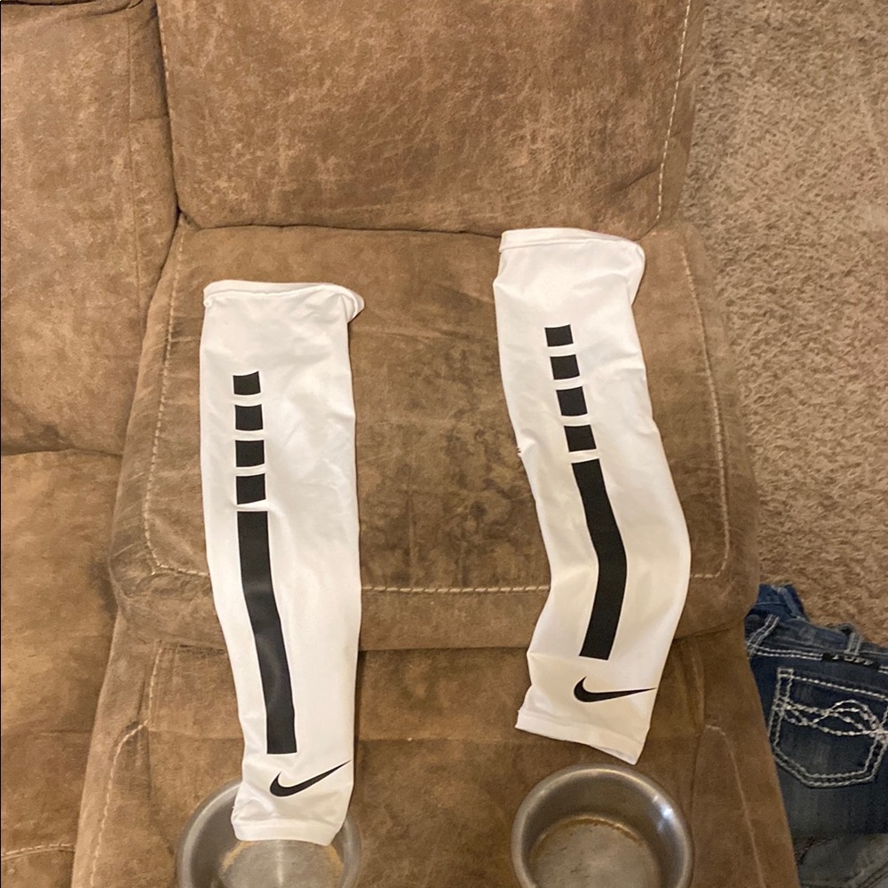 Nike White Arm Sleeves with Black Design